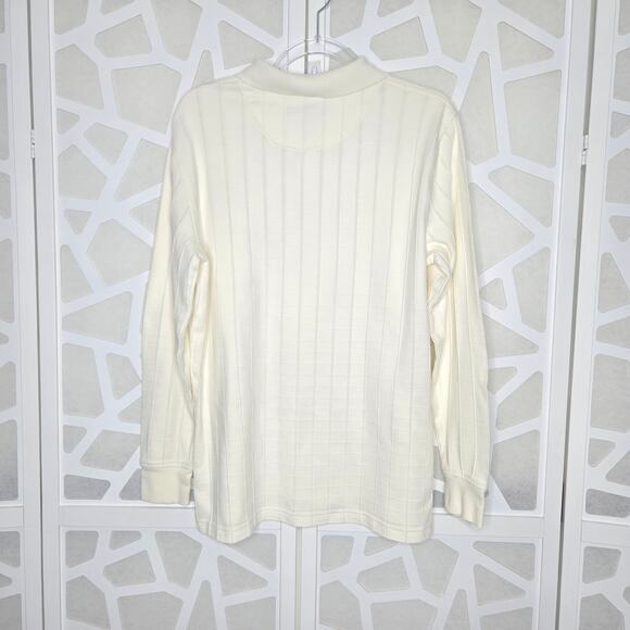 Saddlebred White Square Knit Collared Long Sleeve Pullover Sweater Mens SZ Golf - Picture 4 of 4